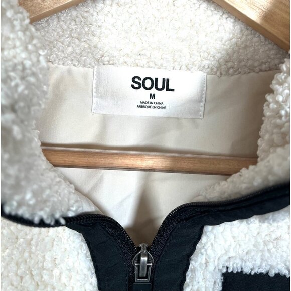 SOUL‎ CYCLE Cream Fleece full zip Jacket sz M - Picture 2 of 8